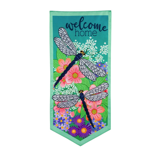 Dragonflies Printed Everlasting Impressions Garden Flag; Polyester-Linen Blend 12.5"x28"