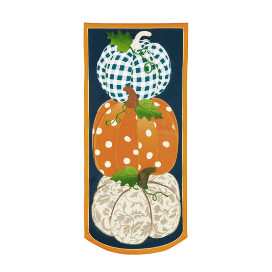 Patterned Pumpkins Printed Everlasting Impressions Garden Flag; Polyester-Linen Blend 12.5"x28"