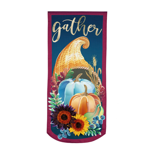 Cornucopia Gather Printed Everlasting Impressions Garden Flag; Polyester-Linen Blend 12.5"x28"