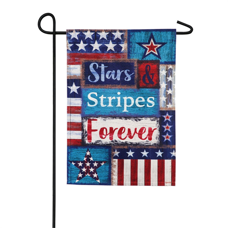 Stars & Stripes Forever Seasonal Garden Flag; Linen Textured Polyester