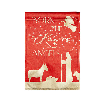Red & Gold Christmas Night Lustre Garden Flag; Linen Textured Polyester 12.5"x18"