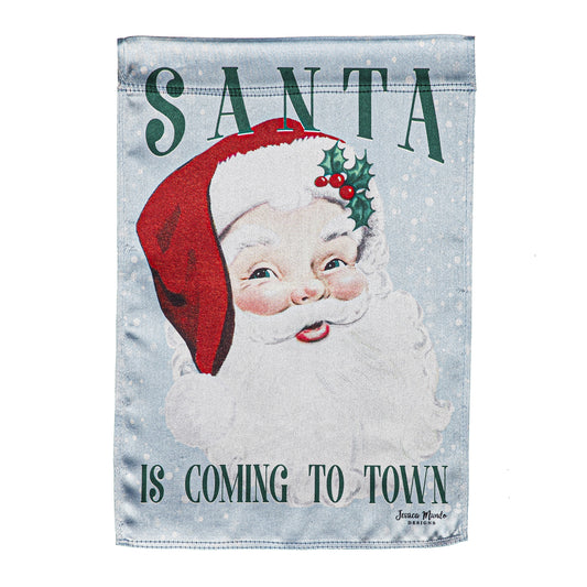 Vintage Santa Lustre Garden Flag; Linen Textured Polyester 12.5"x18"