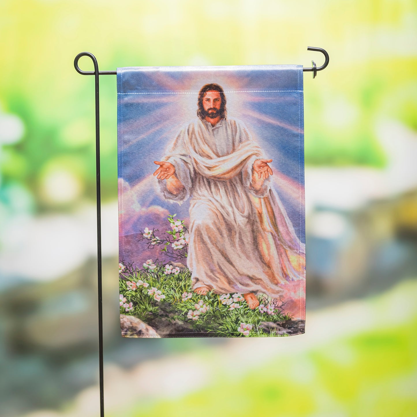 The Resurrection Lustre Garden Flag