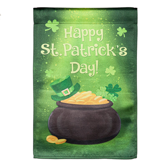 St Patrick's Day Pot of Gold Lustre Garden Flag