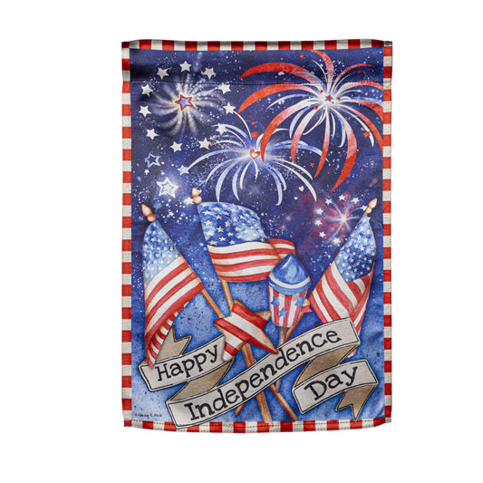 Independence Day Fireworks Garden Flag