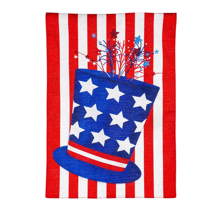 Patriotic Hat Garden Flag; Linen Textured Polyester 12.5"x18"