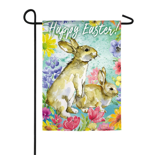 Easter Bunnies Printed Seasonal Garden Flag; Organza