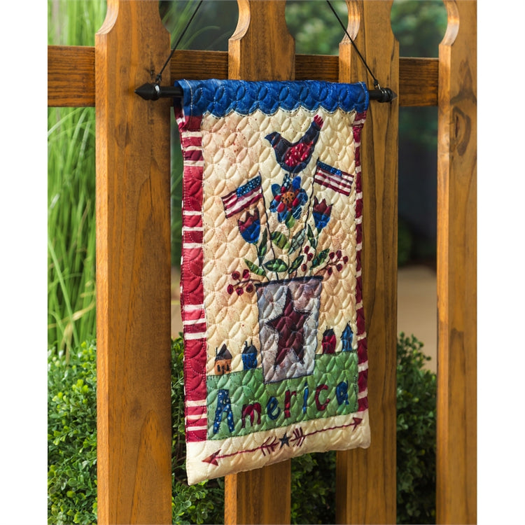 America the Beautiful Garden Flag; Quilted Polyester 12.5"x18"