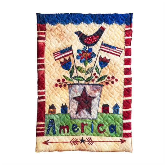 America the Beautiful Garden Flag; Quilted Polyester 12.5"x18"
