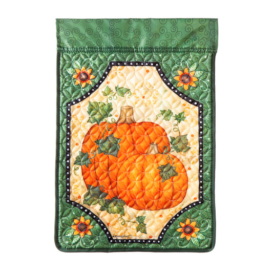 Pumpkin Duo Garden Flag; Quilted Polyester 12.5"x18"