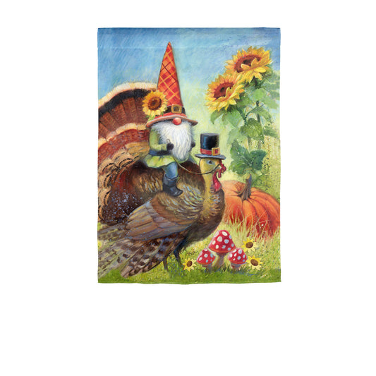 Turkey Gnome Garden Flag