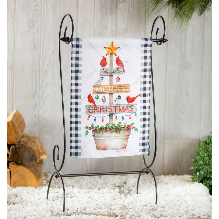 Country Christmas Tree Printed Suede Garden Flag; Polyester 12.5"x18"