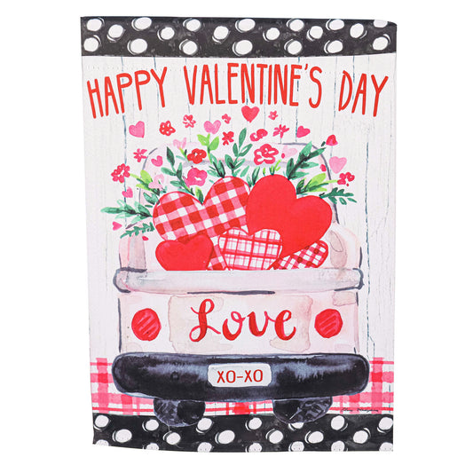 Love Truck Printed Suede Garden Flag; Polyester 12.5"x18"