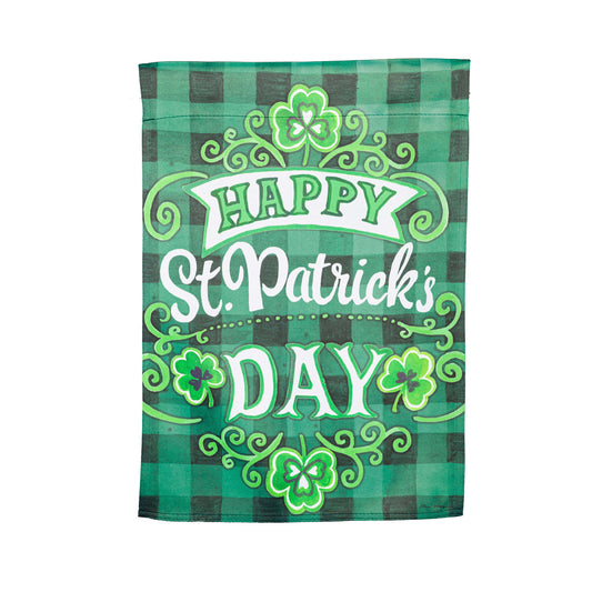 St. Patrick's Day Green Check Garden Flag