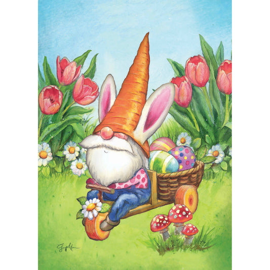 Carrot Hat Gnome Printed Suede Garden Flag; Polyester 12.5"x18"