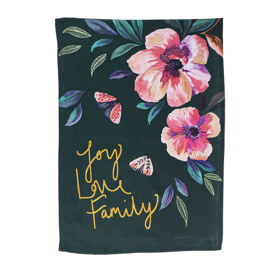 Joy Love Family Printed Suede Garden Flag; Polyester 12.5"x18"