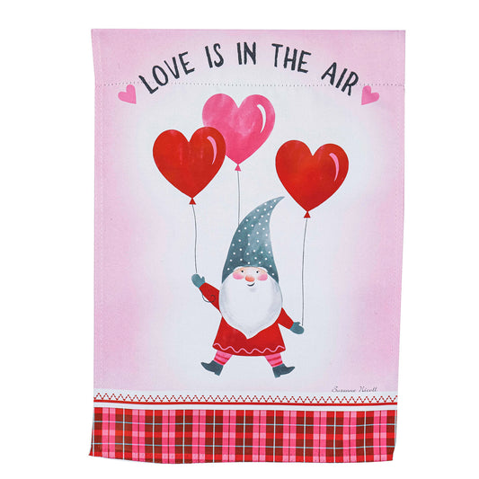 Love Gnome Printed Suede Garden Flag; Polyester 12.5"x18"