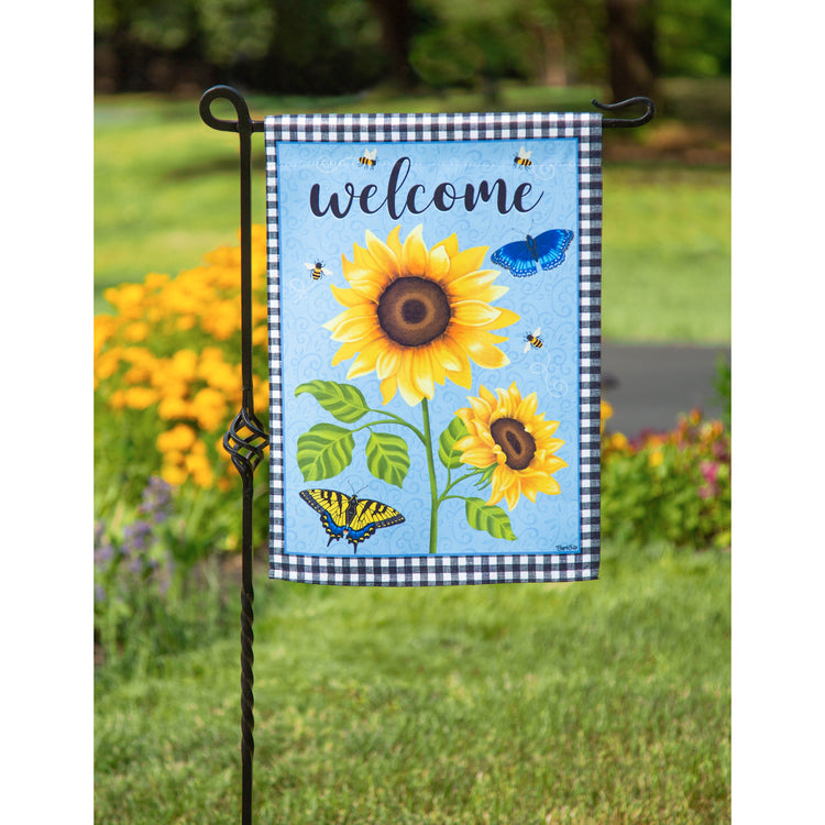 Sunny Sunflower Printed Suede Garden Flag; Polyester 12.5"x18"