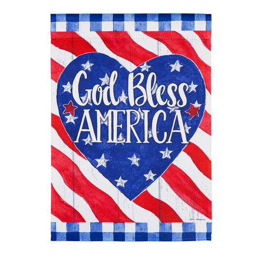 God Bless America Heart Garden Flag