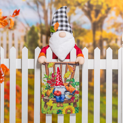 Gnomes and Friends Printed Suede Garden Flag; Polyester 12.5"x18"
