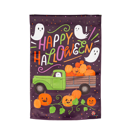 Boo Truck Printed Suede Garden Flag; Polyester 12.5"x18"