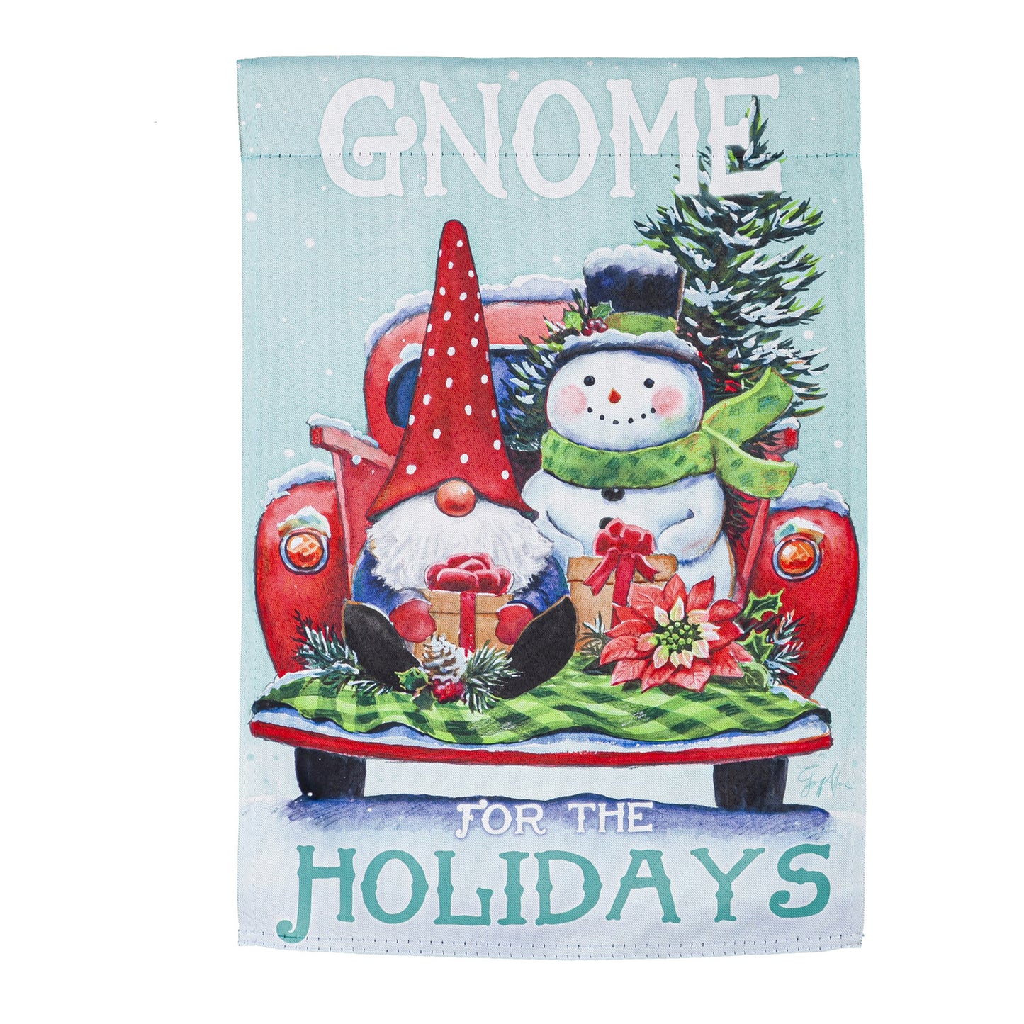 Gnome for the Holidays Truck Garden Flag