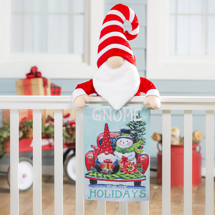 Gnome for the Holidays Truck Printed Suede Garden Flag; Polyester 12.5"x18"