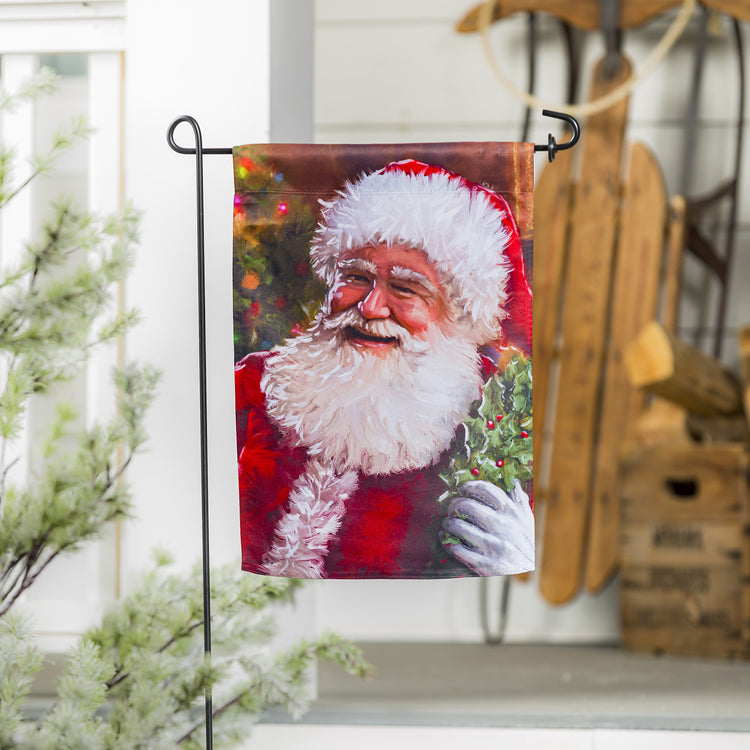 Santa's Portrait Printed Suede Garden Flag; Polyester 12.5"x18"
