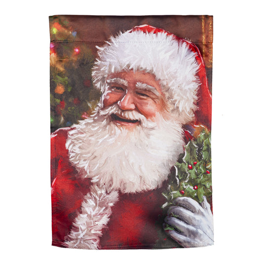 Santa's Portrait Printed Suede Garden Flag; Polyester 12.5"x18"