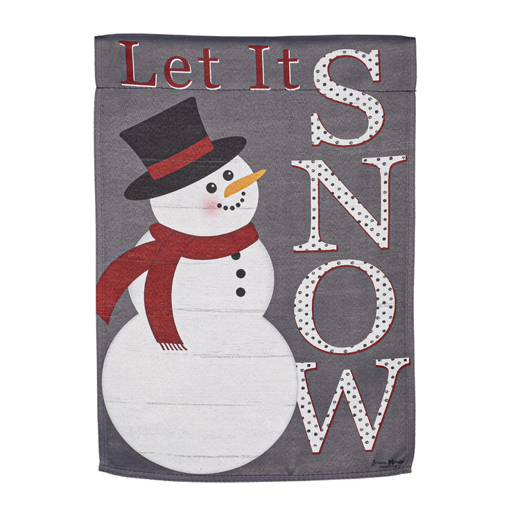 Rustic Let it Snow Printed Suede Garden Flag; Polyester 12.5"x18"