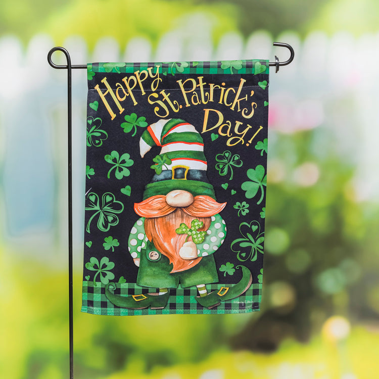 Lucky St Paddy's Day Gnome Garden Flag