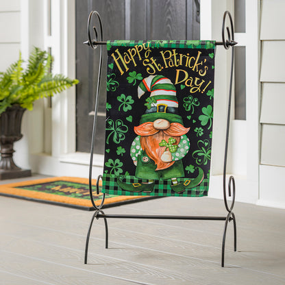 Lucky St Paddy's Day Gnome Garden Flag