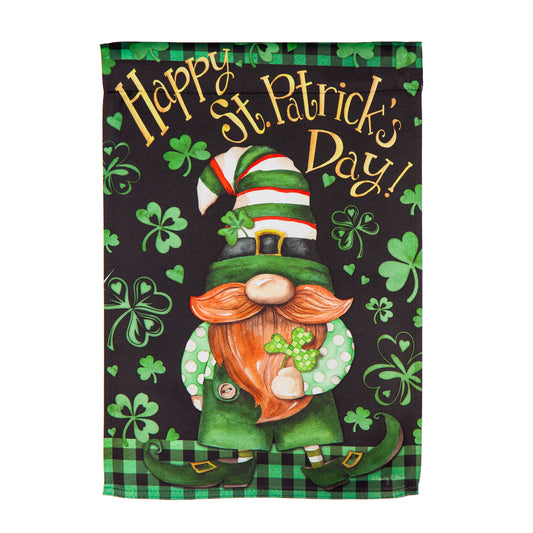 Lucky St Paddy's Day Gnome Garden Flag