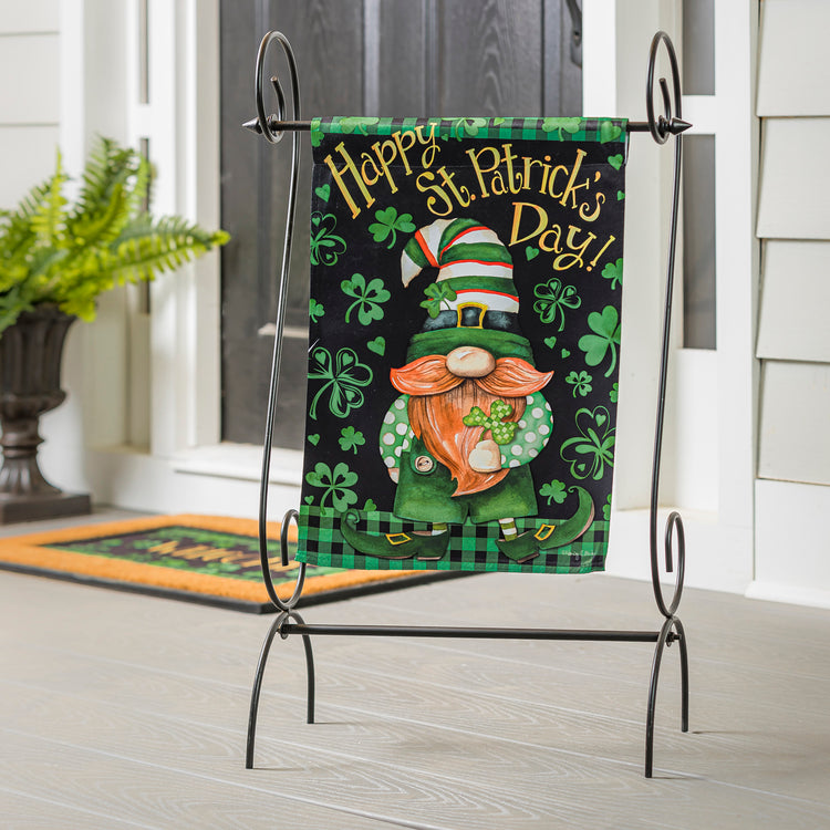 Lucky St Paddy's Day Gnome Garden Flag