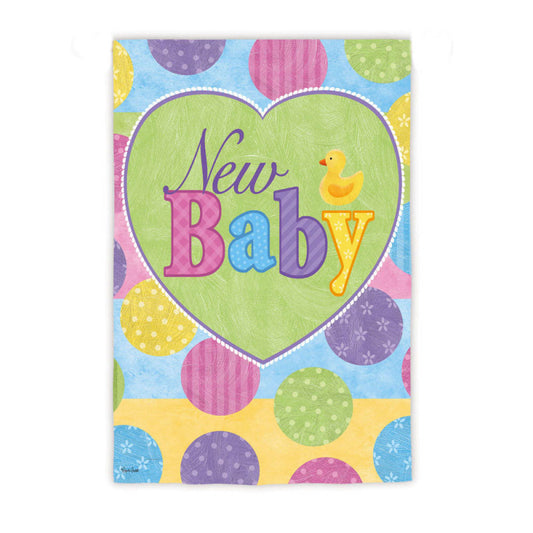 "New Baby" Printed Suede Garden Flag; Polyester
