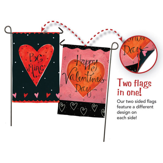Be Mine Valentines Day 2-Sided Printed Suede Seasonal Garden Flag; Polyester