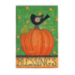 Blessings Bird on Pumpkin Printed Seasonal House Flag; Polyester