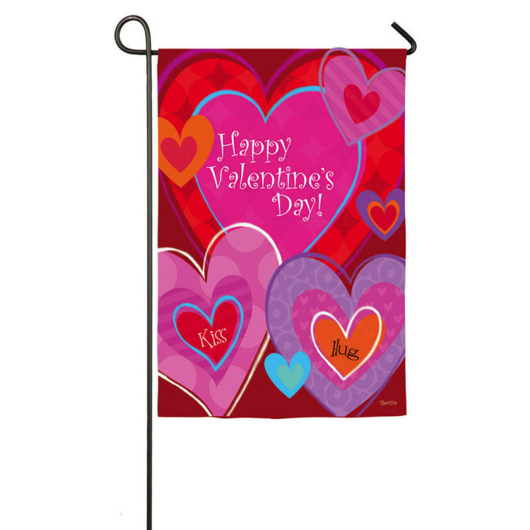 Happy Valentines Day Love Printed Suede Seasonal Garden Flag; Polyester