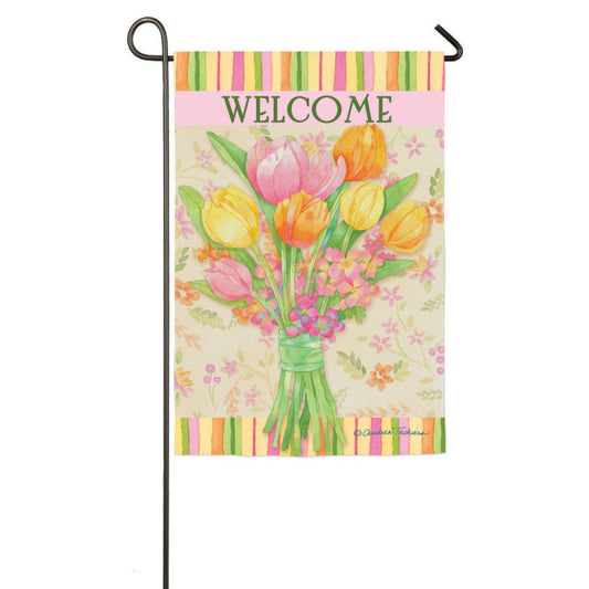 Perfect Tulip Petals Printed Suede Garden Flag; Polyester