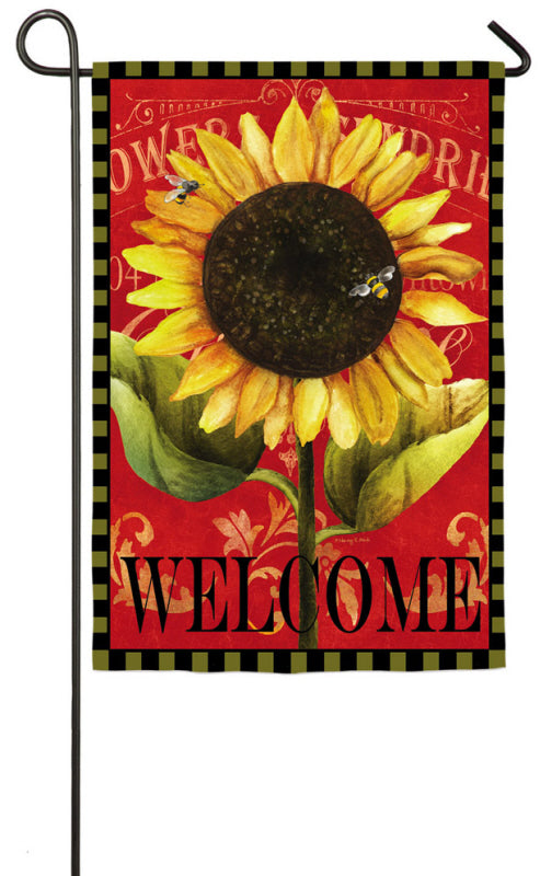 "Welcome Sunflower" Printed Suede Seasonal Garden Flag; Polyester