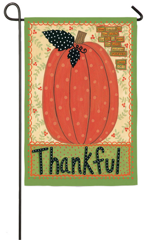 "Thankful Pumpkin" Printed Suede Seasonal Garden Flag; Polyester
