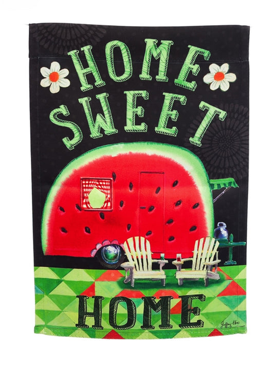 "Watermelon Camper Home" Printed Suede Seasonal Garden Flag; Polyester
