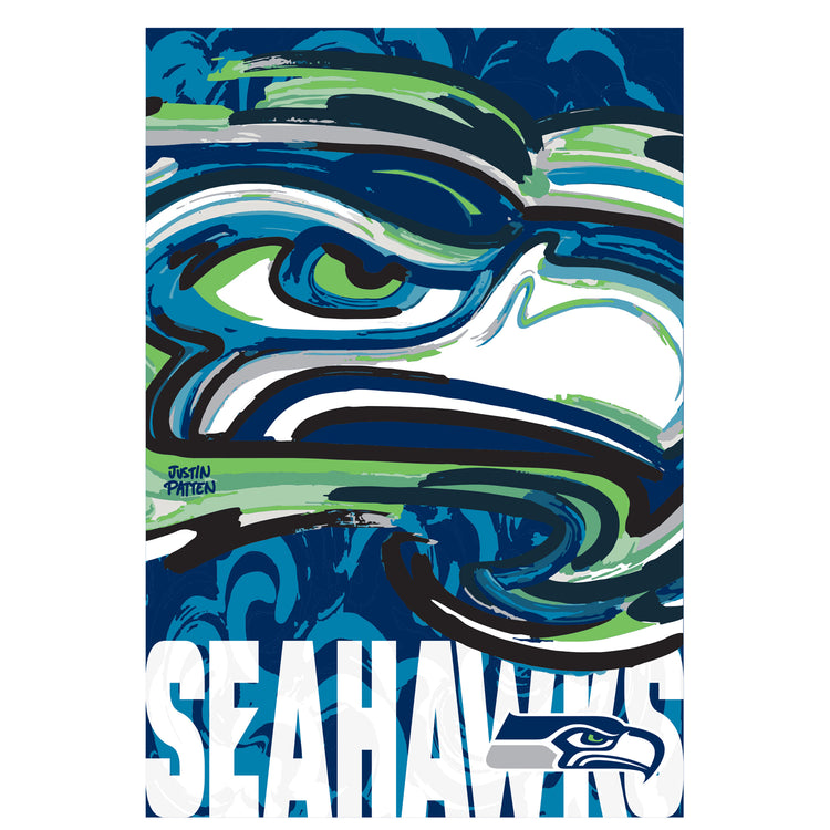 Seattle Seahawks Painted Portrait Garden Flag