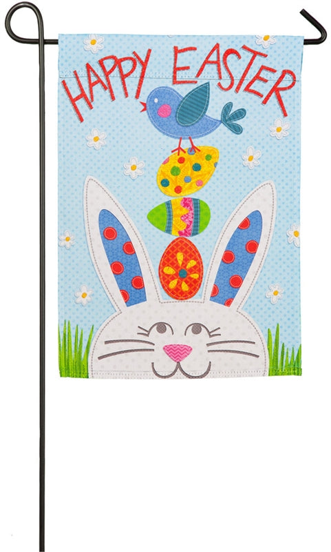 Happy Easter Bunny Printed Suede Seasonal Garden Flag; Polyester