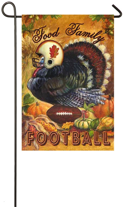 "Turkey & Football" Printed Suede Seasonal Garden Flag; Polyester