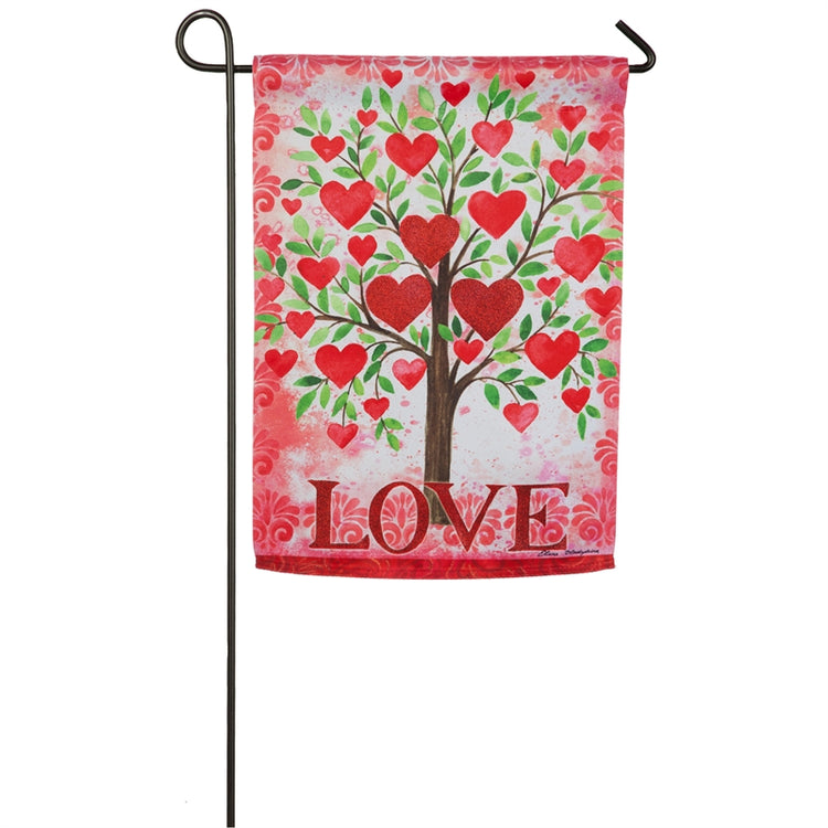 Tree of Love Printed Suede Seasonal Garden Flag; Polyester