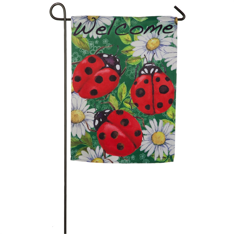 Ladybugs on Green Garden Flag
