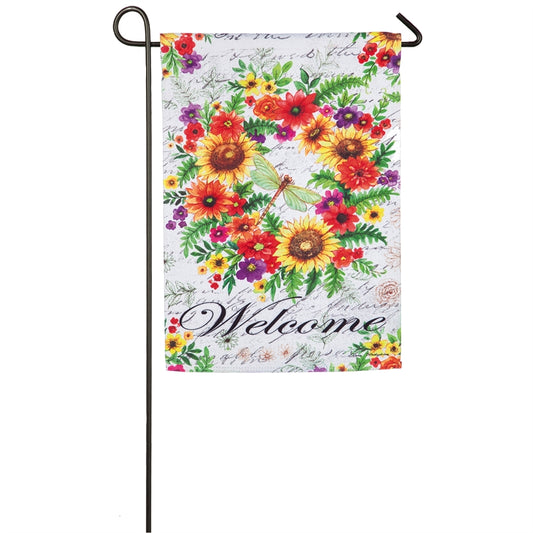 Dragonfly & Welcome Wreath Garden Flag