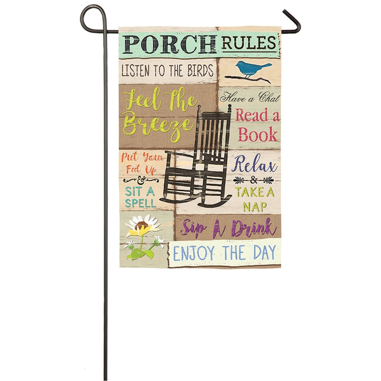 Porch Rules Garden Flag