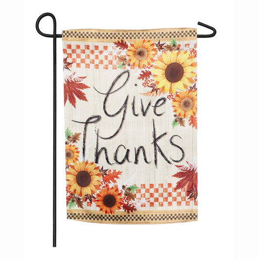 Give Thanks Printed Suede Seasonal Garden Flag; Polyester